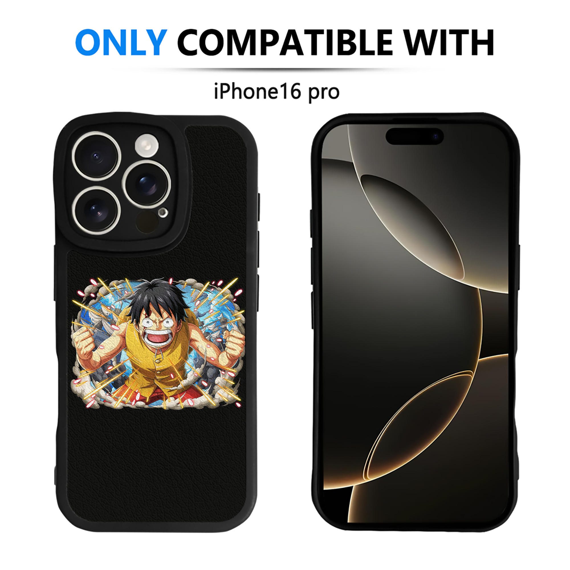 （画像用） ワンピース モンキー・D・ルフィ ONE PIECE Monkey D. Luffy 【iPhone 16シリーズ対応】シリコンスマホケース（レザー調） 材質：シリコン